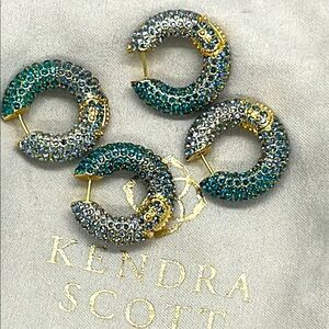 Kendra Scott Ombre Green Blue Hoop Earrings